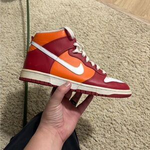 Vintage nike dunk high orange and red